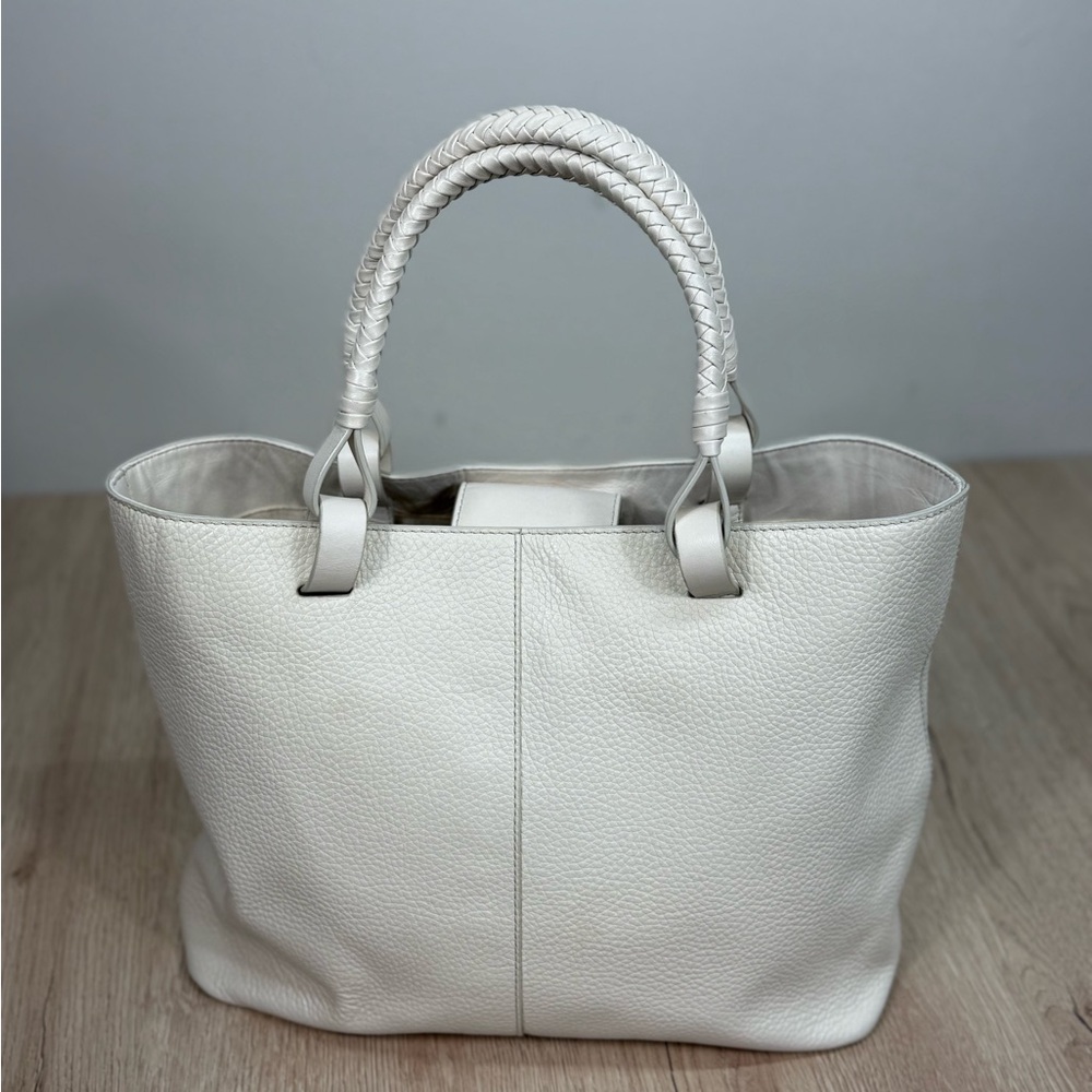 Vince Camuto Leather Creamy White Slone Tote Bag Purse
